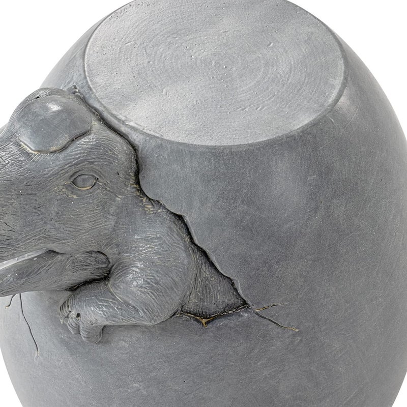 COSIEST Dinosaur Sculpture End Table, 14.6x16.9 inch Concrete Finish Side Table, Round Accent Table for Garden Yard Patio, Light Gray - Image 5